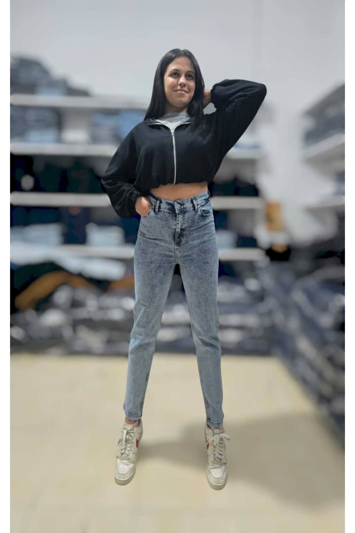 Mom Karyıkama Mom Süper Yüksek Bel Mom Jeans