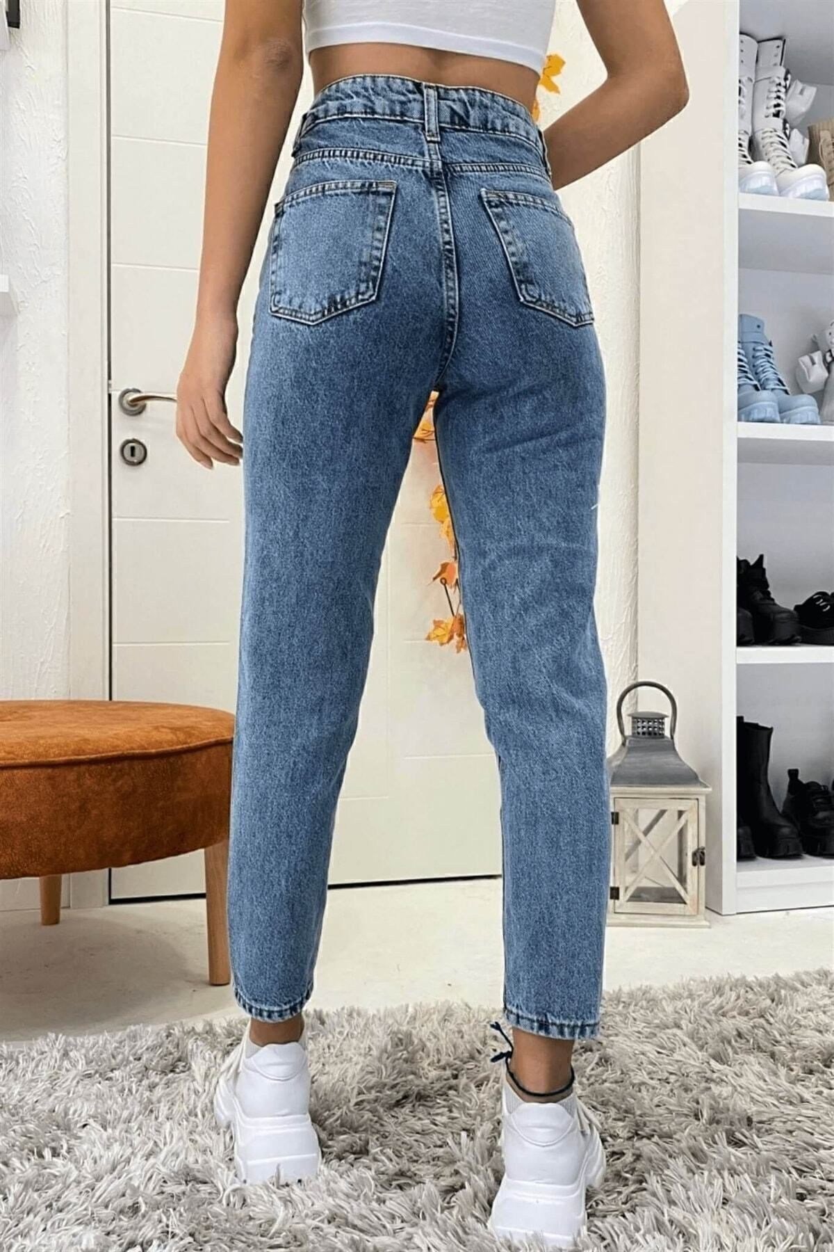 Mom Karyıkama Mom Süper Yüksek Bel Mom Jeans