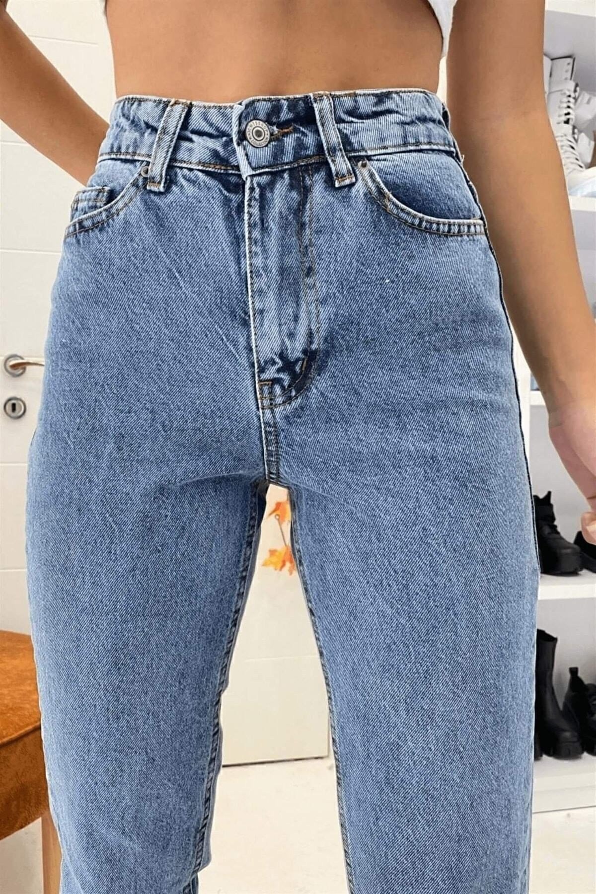 Mom Karyıkama Mom Süper Yüksek Bel Mom Jeans