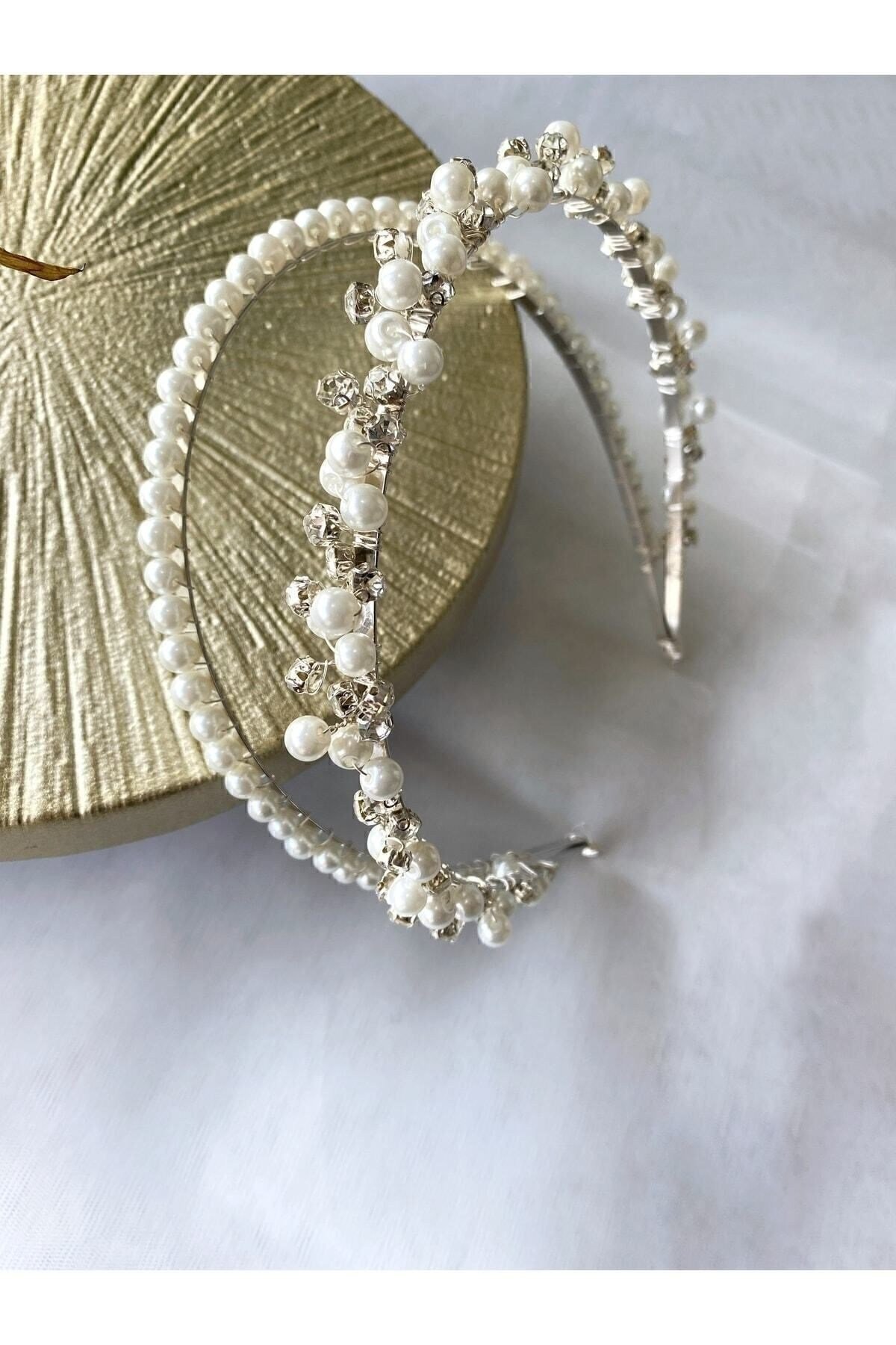 Sedef Taşlı Ve Incili Taç. Gelin, Lohusa, Nişan, Nikah Tacı, Saç Aksesuarı
