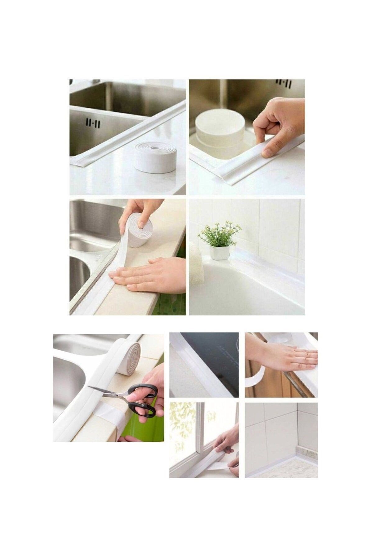 Su sızdırmaz bant 3.2m x 22 mm BANYO KÜVET MUTFAK LA BANT SU GEÇİRMEZ KENAR BANDI SIZDIRMAZLIK BANTI (BEYAZ)