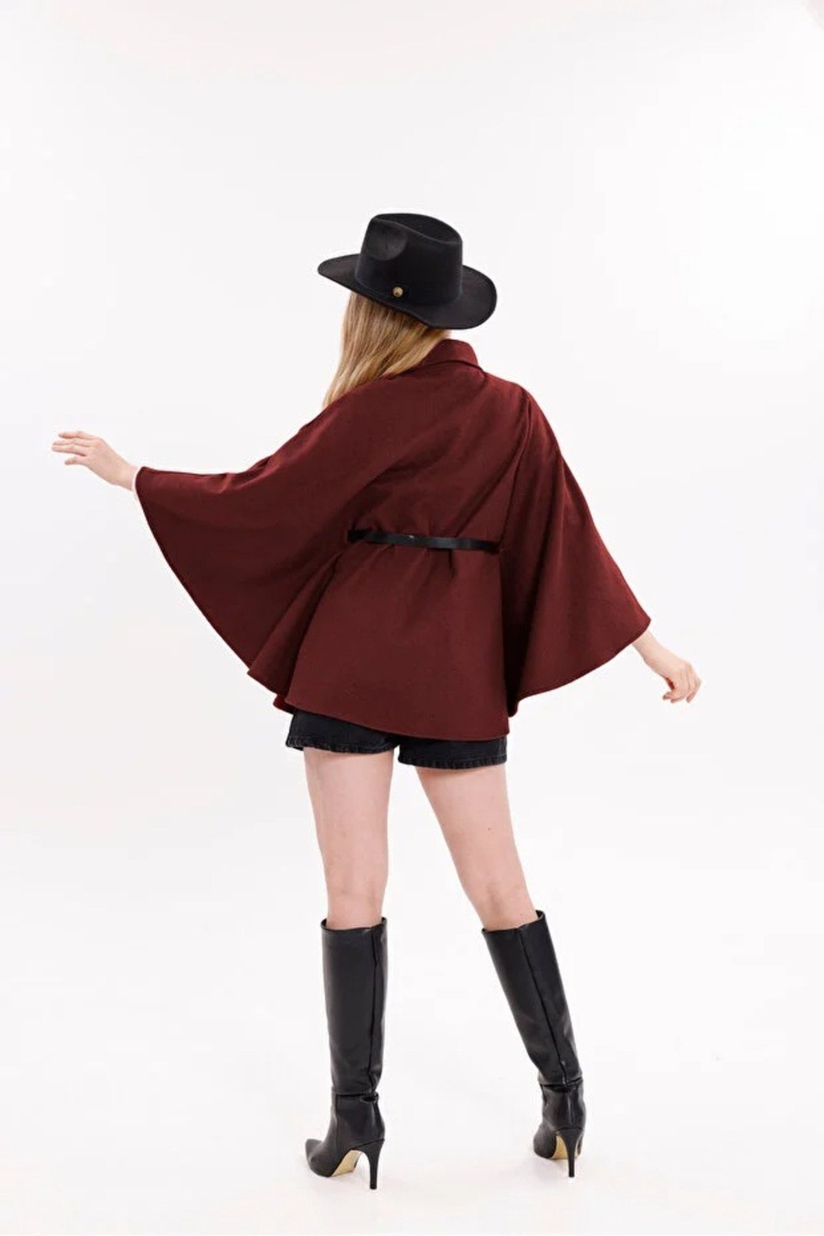 Unisex Füme Ateş Kırmızı Pamuklu Balıkçı Yaka Likralı Kaşkorse Şardonlu Slimfit Boğazlı Kazak