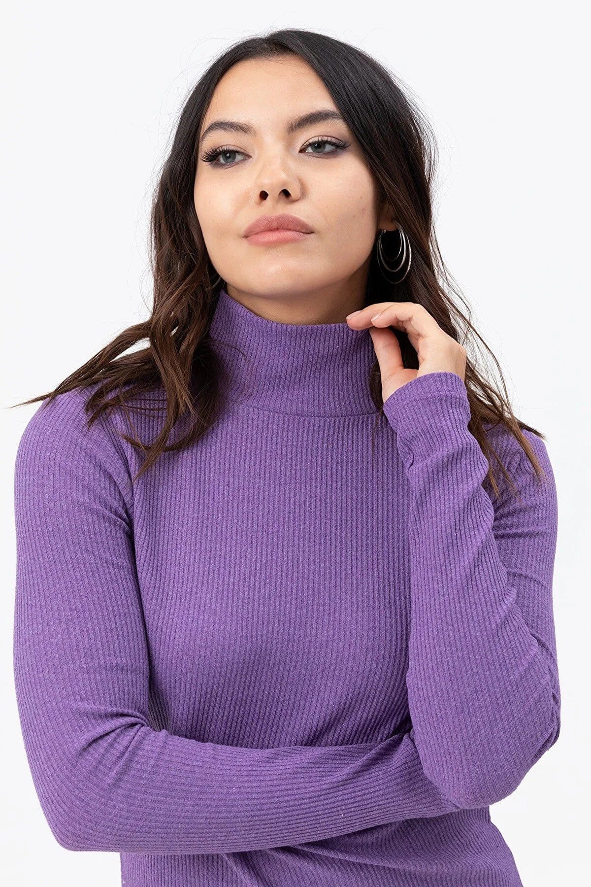 Unisex Pamuklu Balıkçı Yaka Kaşkorse Şardonlu Slimfit Boğazlı Kazak