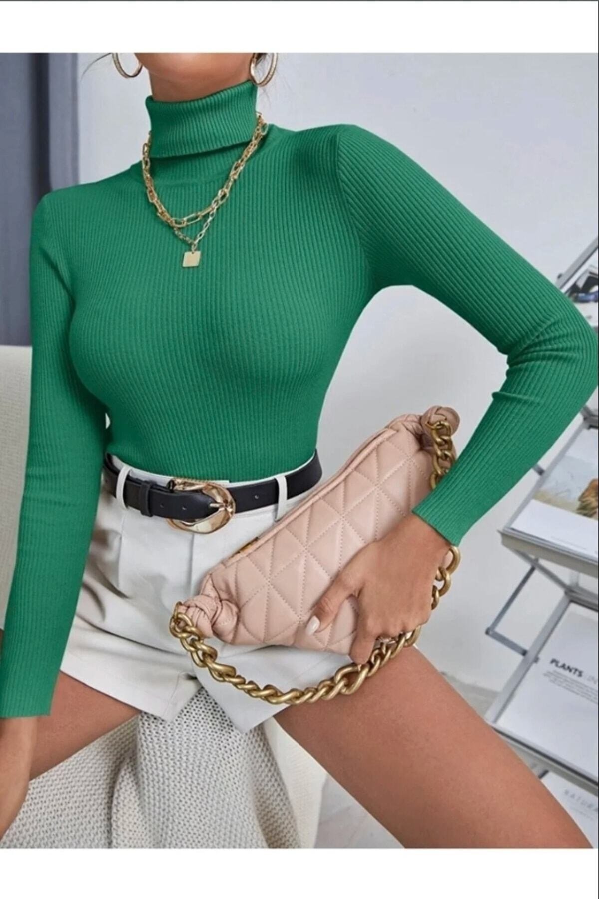 Unisex Pamuklu Balıkçı Yaka Kaşkorse Şardonlu Slimfit Boğazlı Bady
