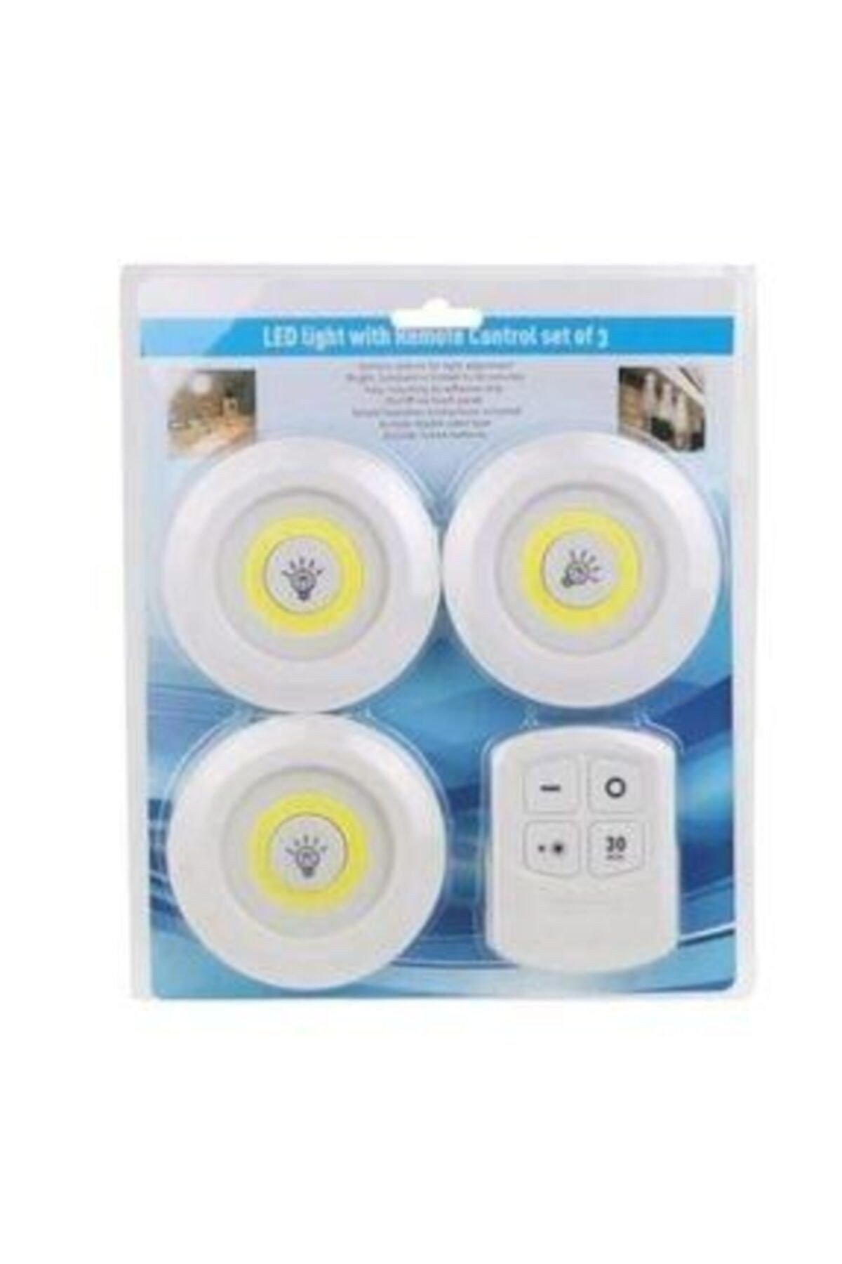 Uzaktan Kumandalı 3 Lü Spot Led Lamba Kablosuz Pilli Işıldak T1240