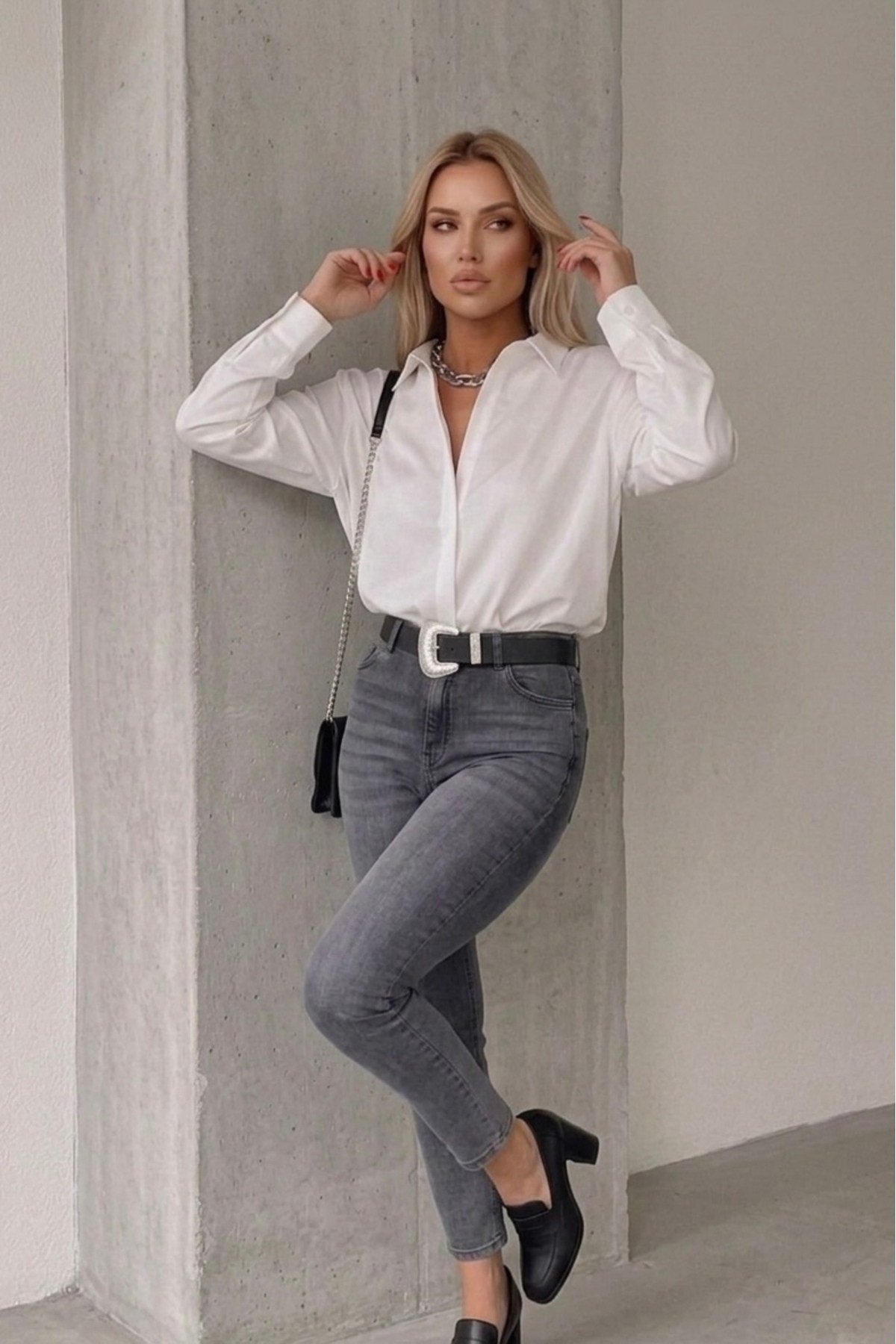 Yeni sezon Kadın Beyaz pamuk Saten Gömlek-EMMAS CLOTHİNG