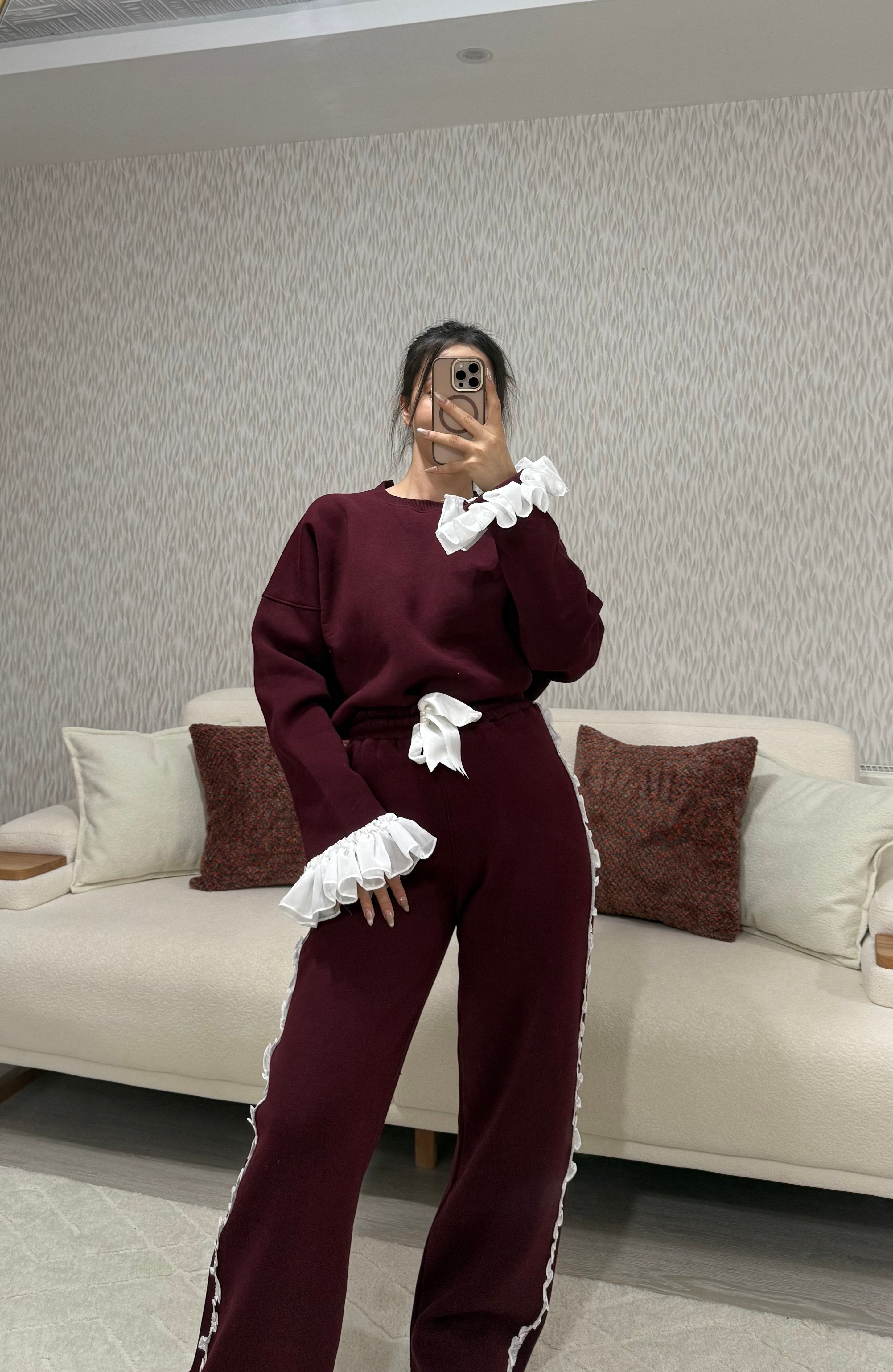 Bordo Şardonlu Tasarım Takım