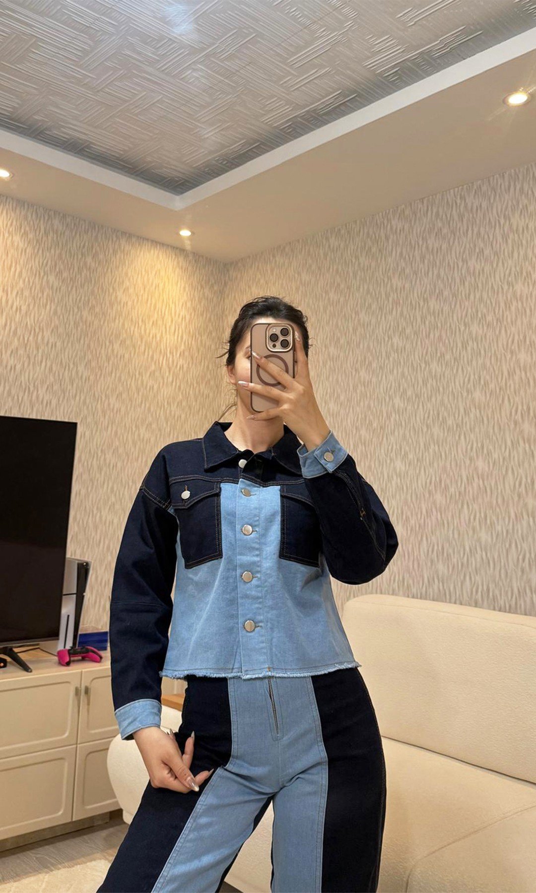Likralı Denim Ceket Pantolon Takım