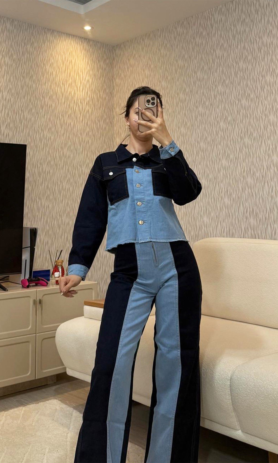 Likralı Denim Ceket Pantolon Takım