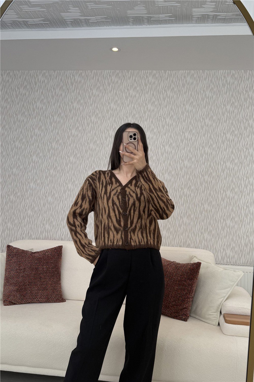 Zebra Hırka Kahverengi
