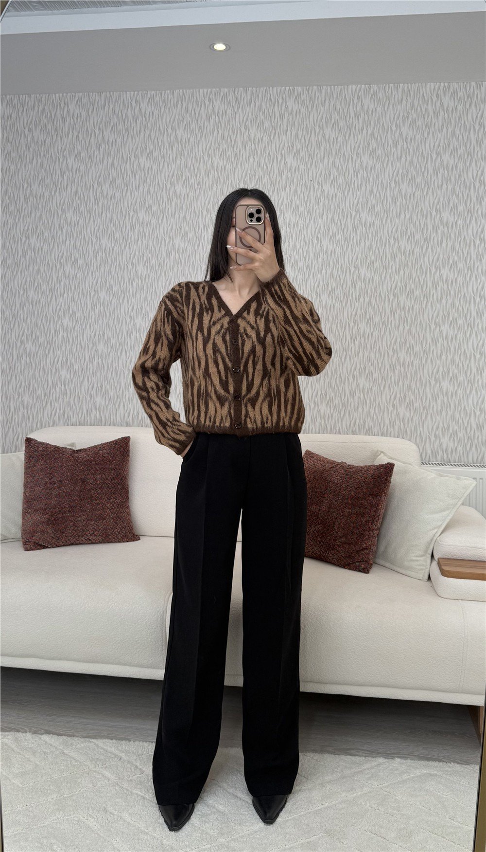 Zebra Hırka Kahverengi