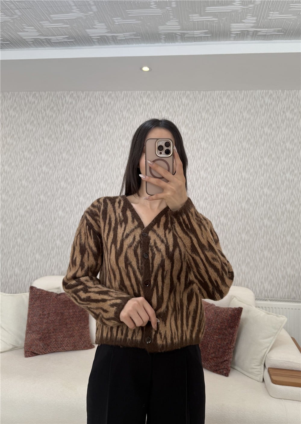 Zebra Hırka Kahverengi