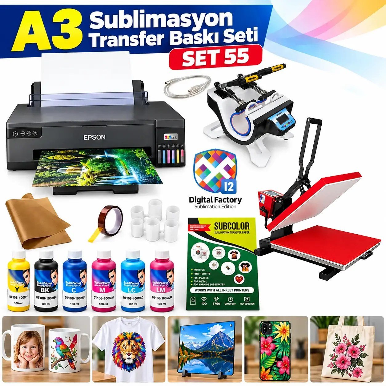 Komple A3 Sublimasyon Transfer Baskı Seti - SET 55