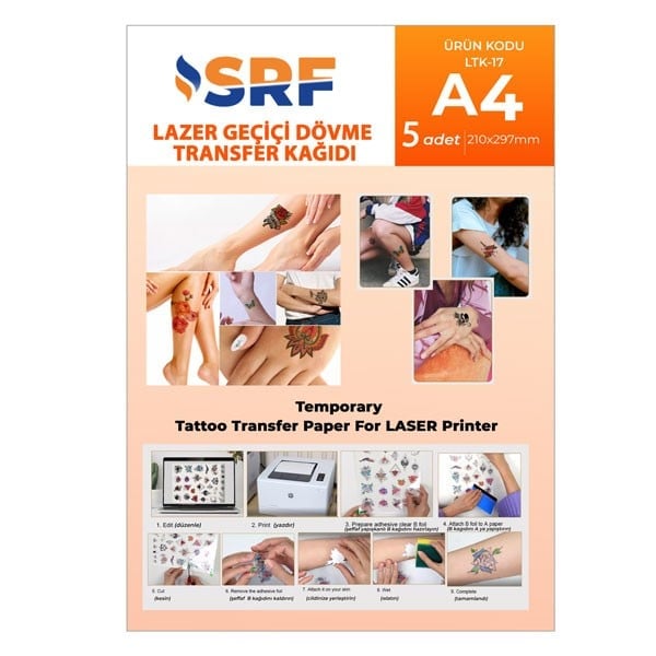 SRF LazerTattoo (Geçici Dövme) Transfer Kağıdı A4 (5 adet )