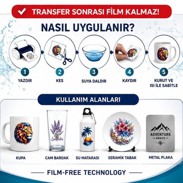 SRF No Cut Filmsiz Lazer Sulu Transfer Kağıdı A4 (5 adet)