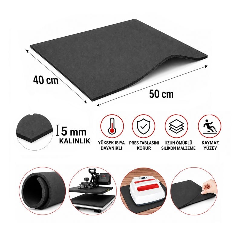 Transfer Presleri İçin Isıya Dayanıklı Mat 40x50 cm - 5 mm