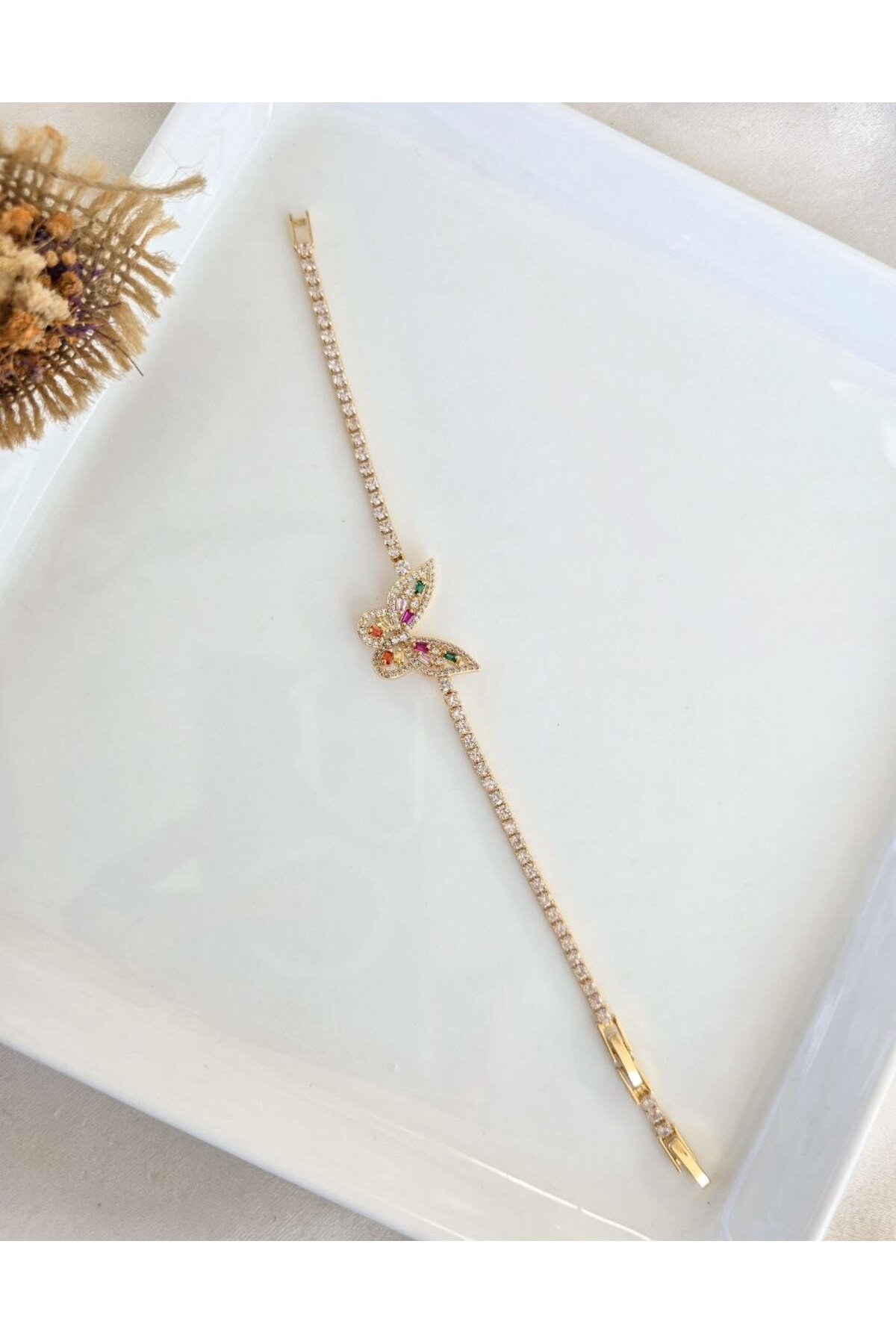 1. Sınıf XUPİNG Zirkon Taşlı Kelebek Detaylı Şık Gold Kadın Bileklik