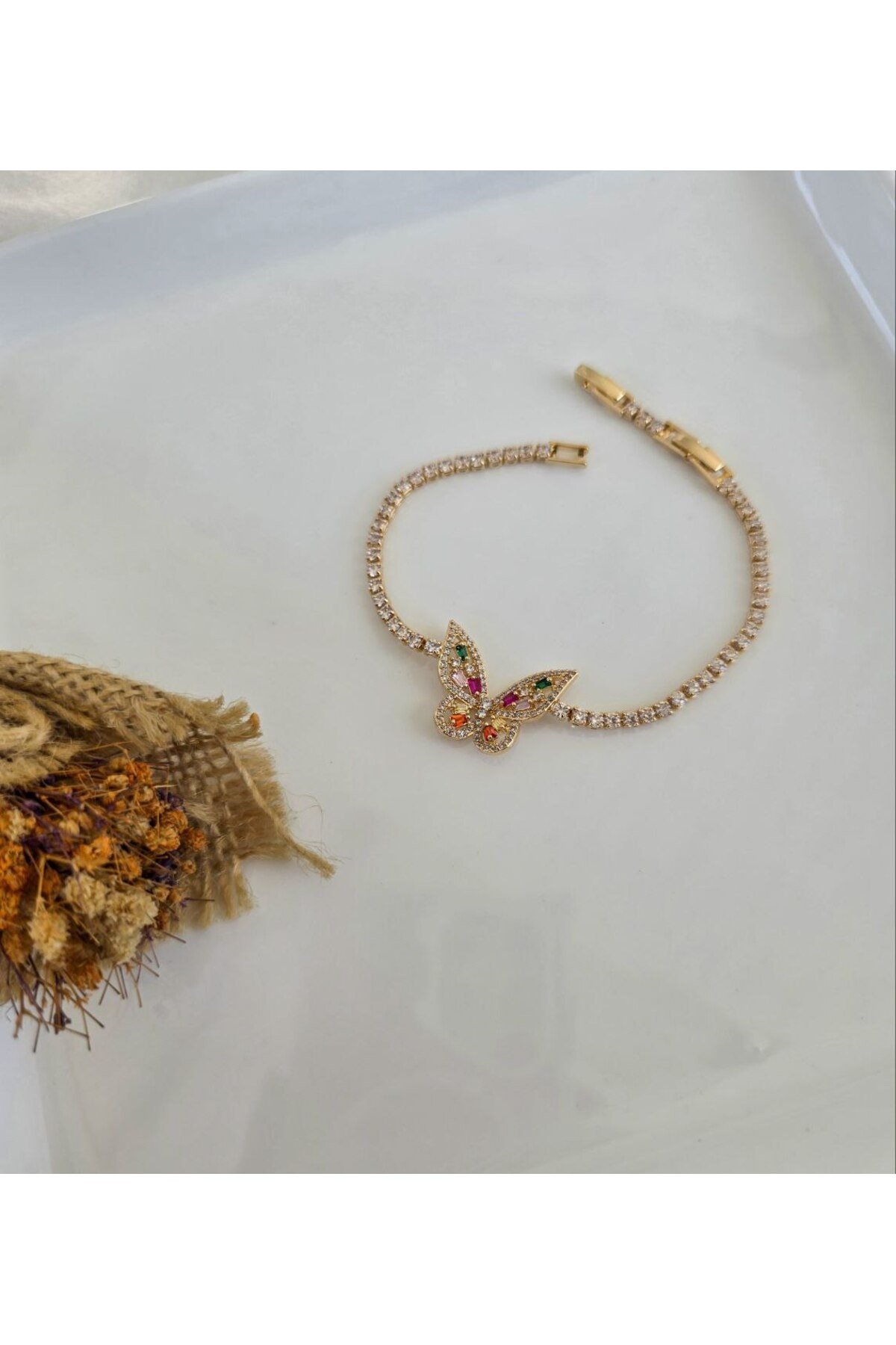 1. Sınıf XUPİNG Zirkon Taşlı Kelebek Detaylı Şık Gold Kadın Bileklik