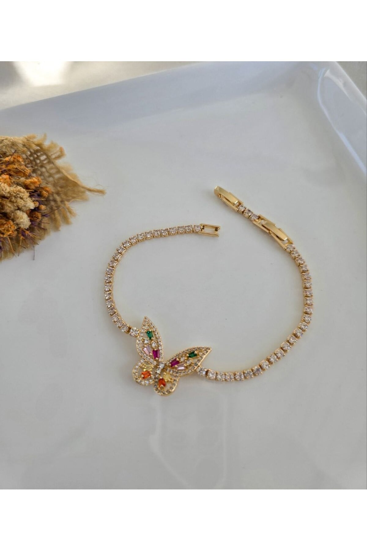 1. Sınıf XUPİNG Zirkon Taşlı Kelebek Detaylı Şık Gold Kadın Bileklik