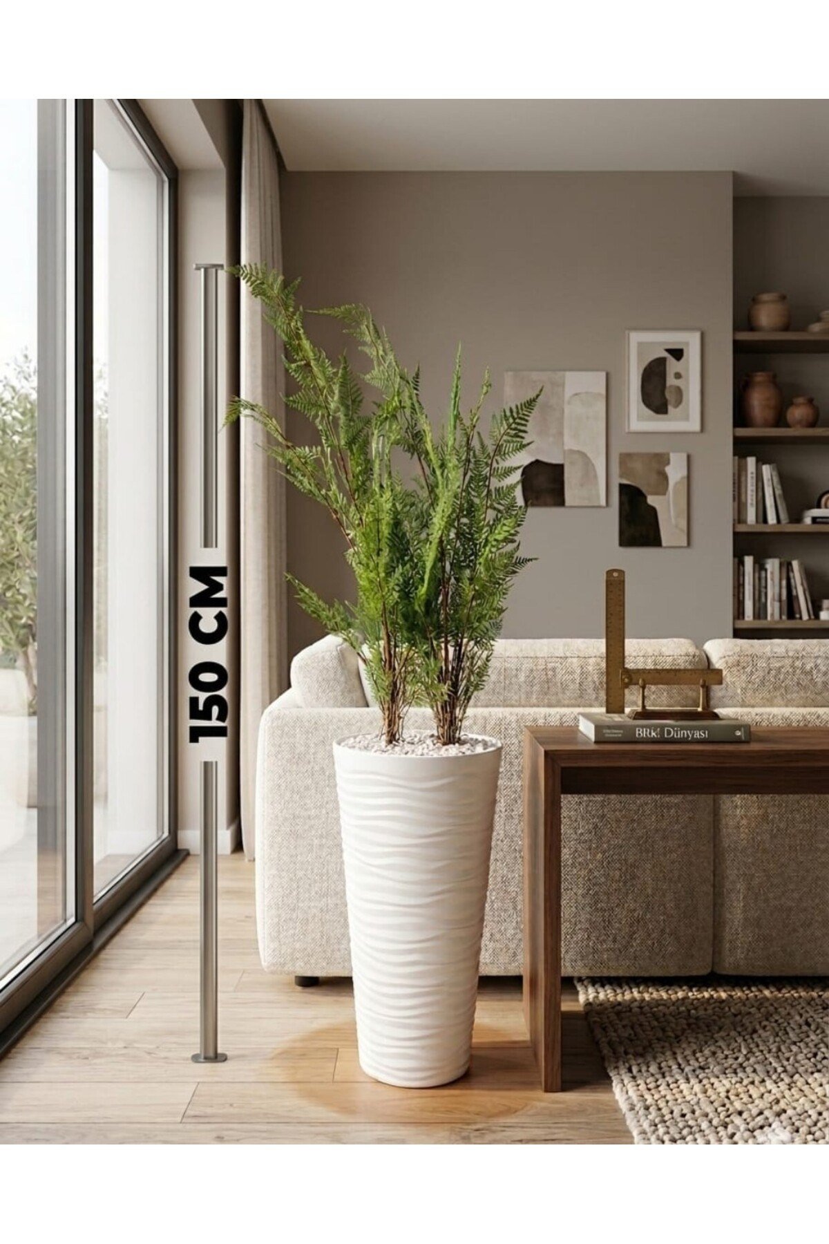 150 cm Yapay İthal Çam Ağacı Dev Boy - Gerçek Dokulu Premium Dekoratif Salon Çamı Büyük Yapay Bitki
