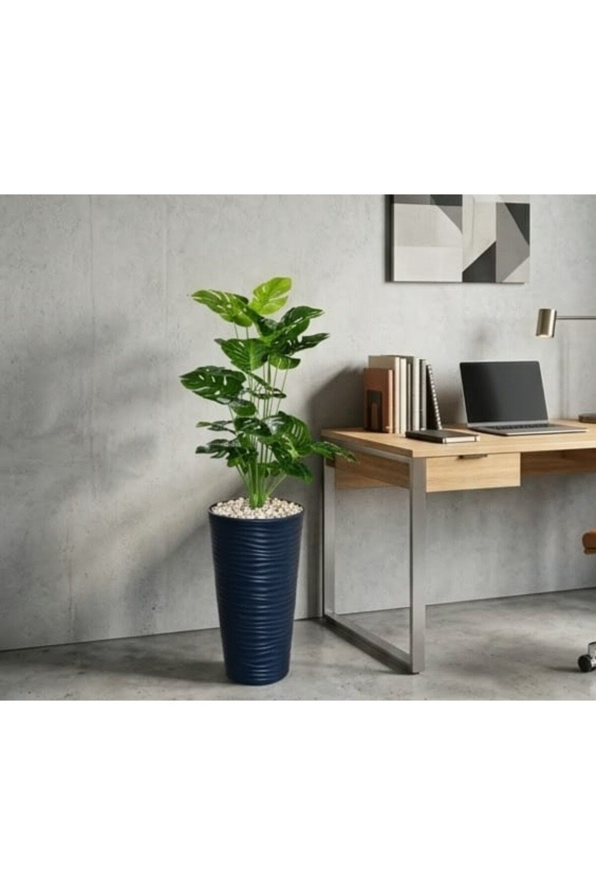 160 cm Yapay Devetabanı Monstera - Dev Boy, Siyah Modern Dekoratif Saksılı Yapay Çiçek