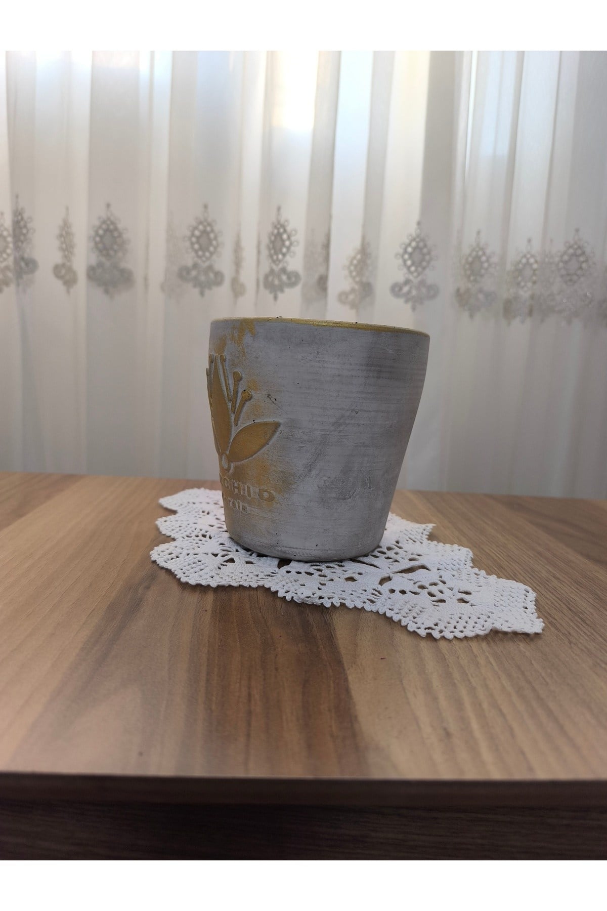 2 adet Orijinal orkide saksısı gerçek beton ve suya dayanıklı