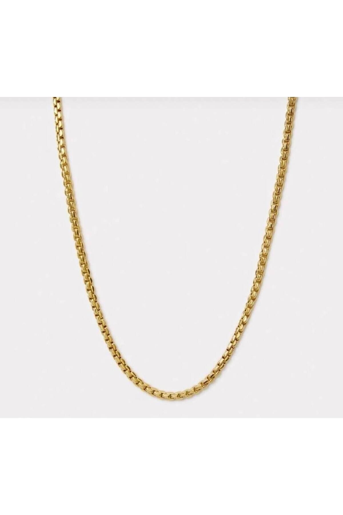 316L 1.Sınıf Çelik Vip Serisi İç İçe Geçirmeli Gold Unisex Kadın/Erkek Kolye 81 cm
