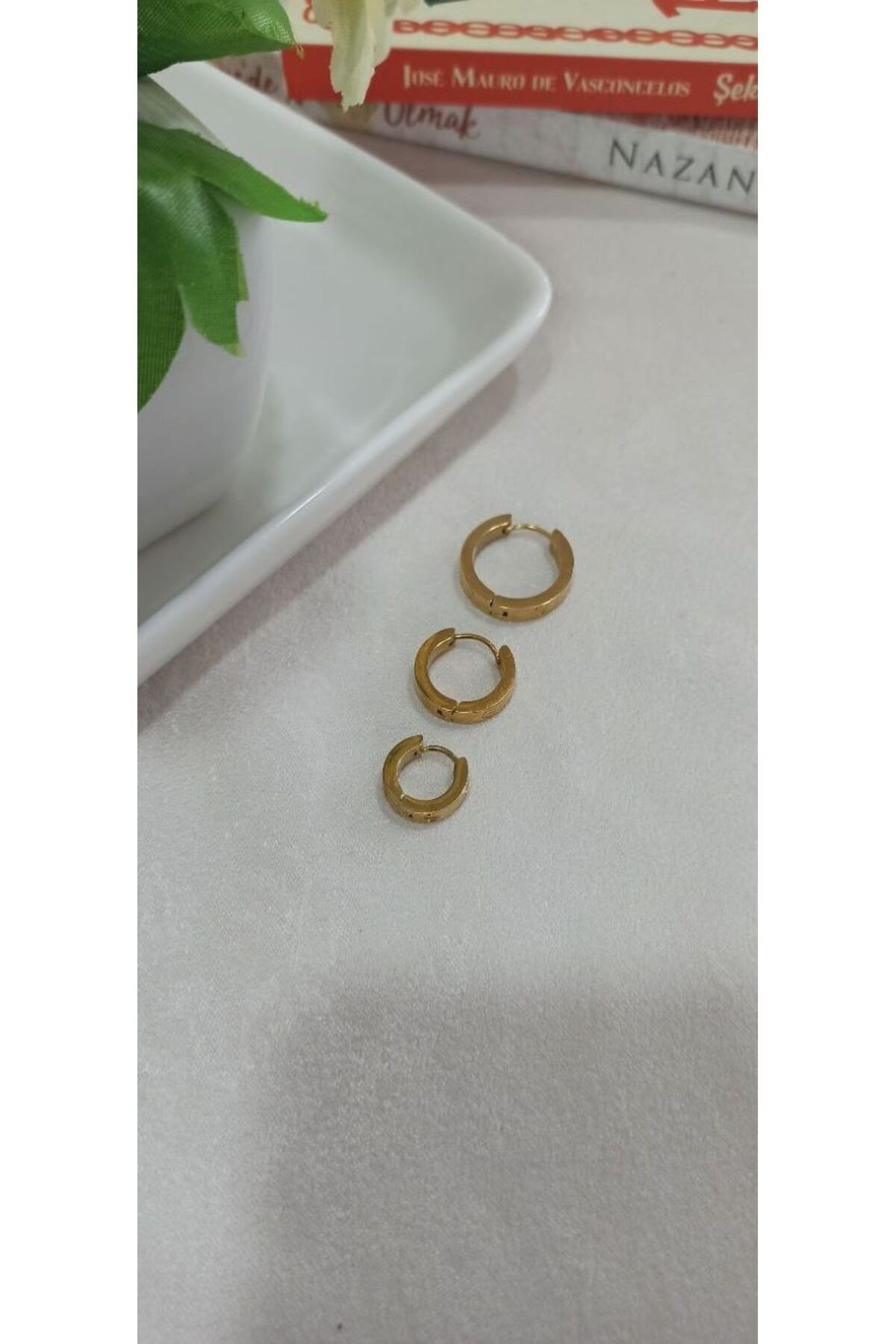 316L 1. SINIF ÇELİK KARARMAZ SOLMAZ 3 BOY ÇELİK HALKA KÜPE SETİ