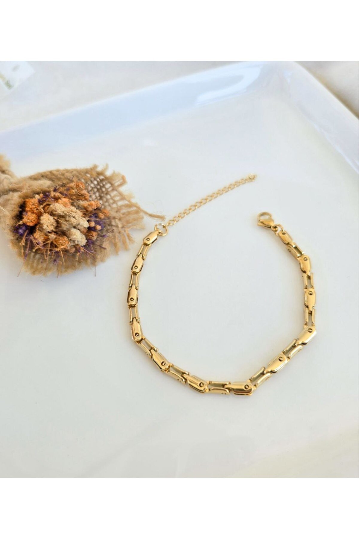 316L 1.Sınıf Çelik Unisex Gold Bileklik