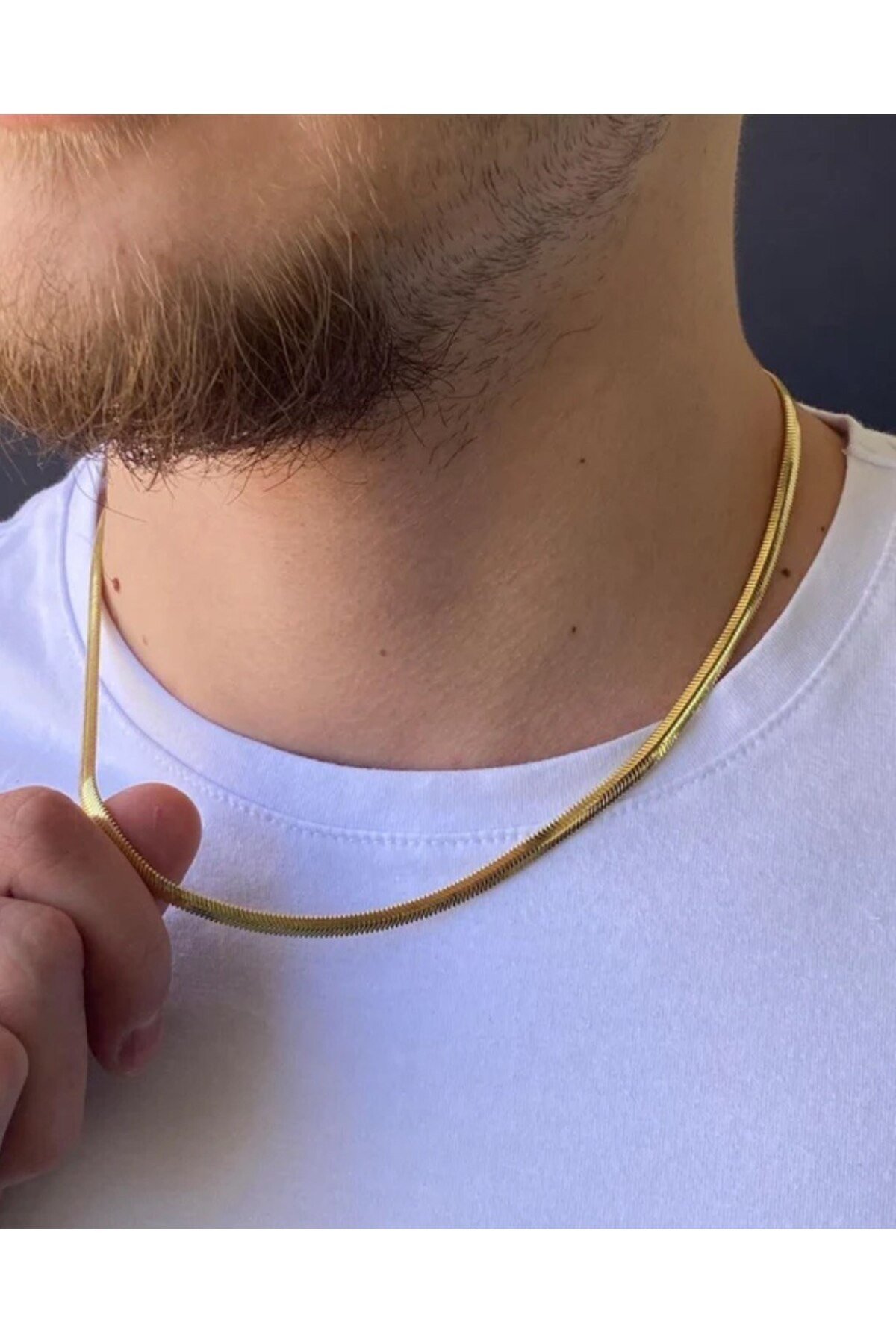 316L 1.Sınıf Çelik Yassı İtalyan Zincir Unisex Kadın/Erkek Kolye 47 cm