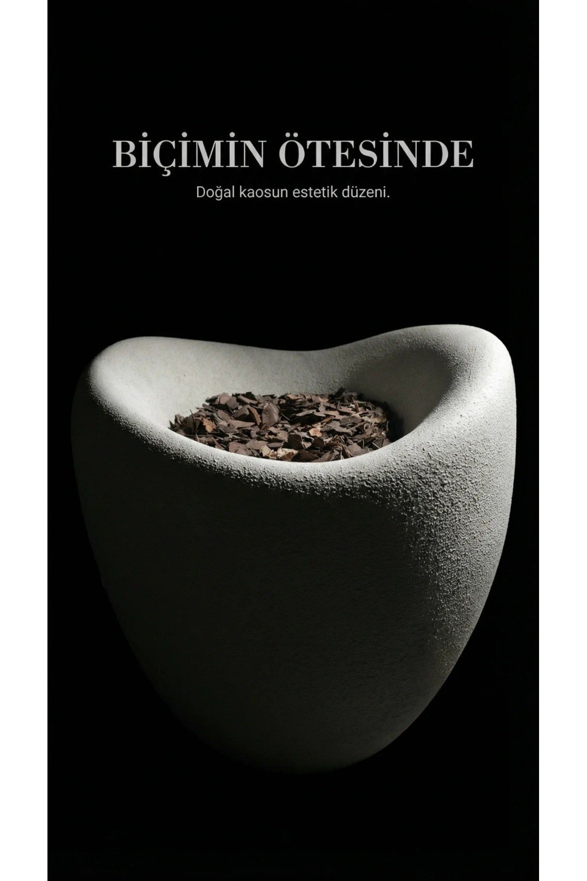 43x45 cm beton dokulu polyester Amorf kırık beyaz dekoratif saksı