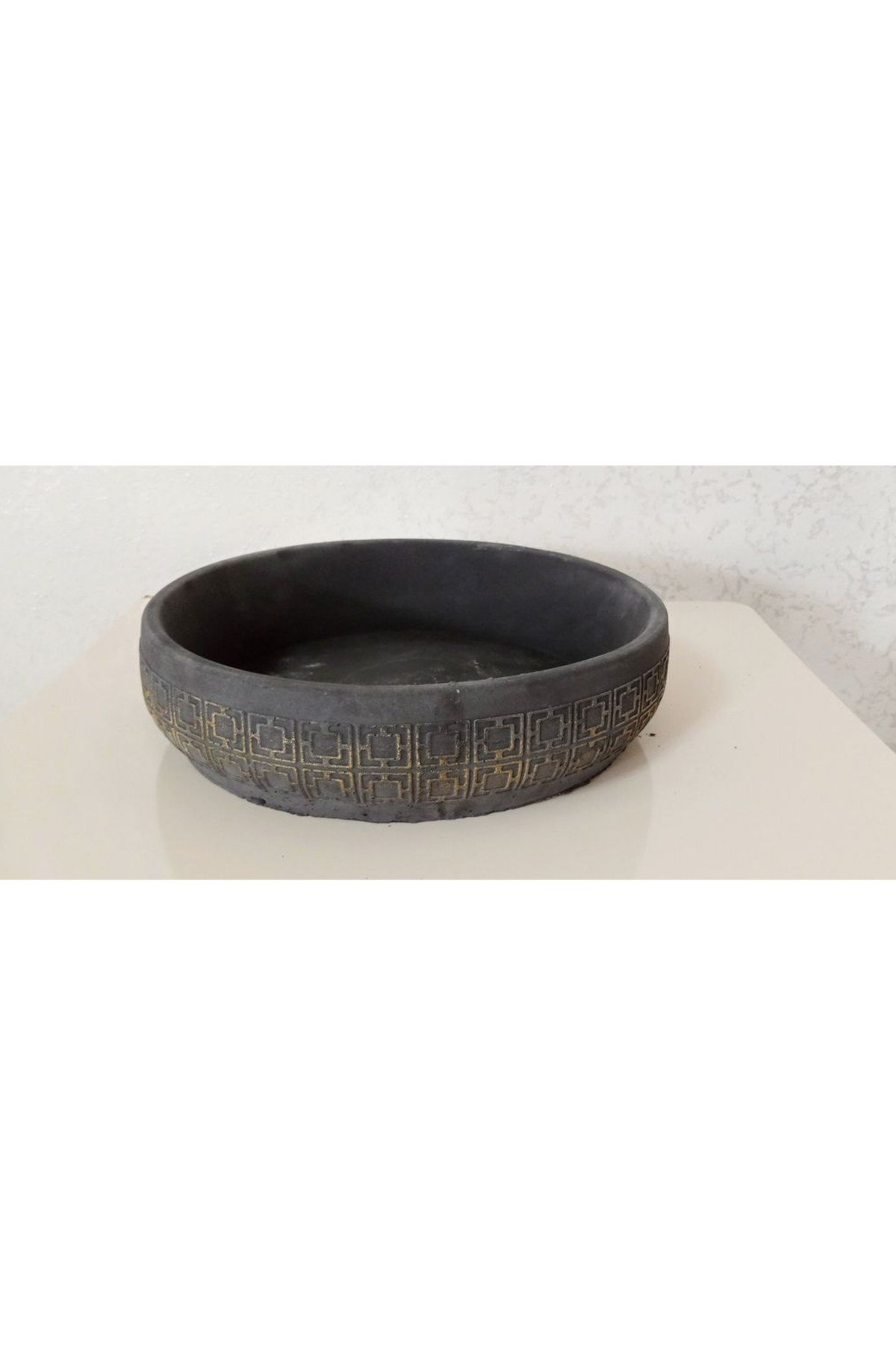 Beton Aranjman ve Bonsai Saksısı Ağız Çap 25-30 cm çap Antrasit Gold