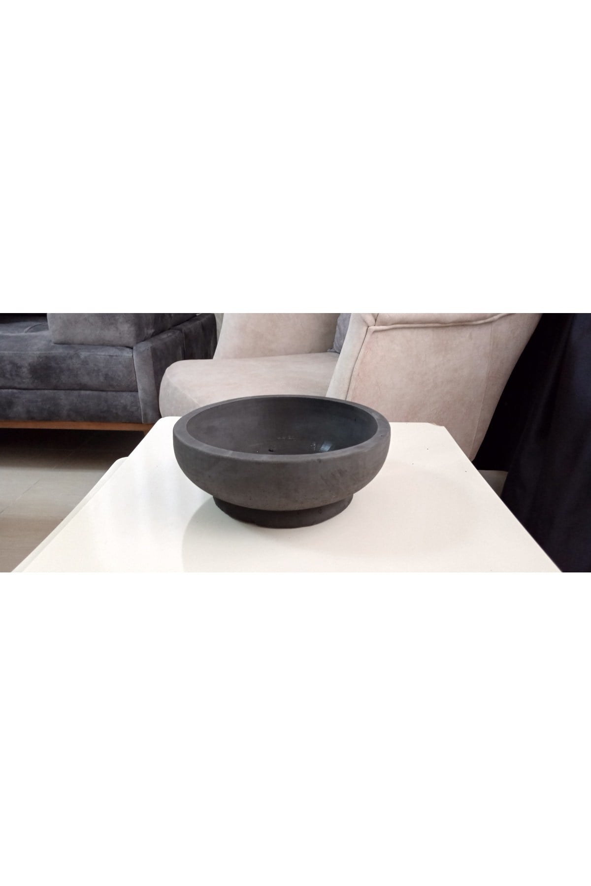 Beton Bonsai Saksısı siyah çift taban