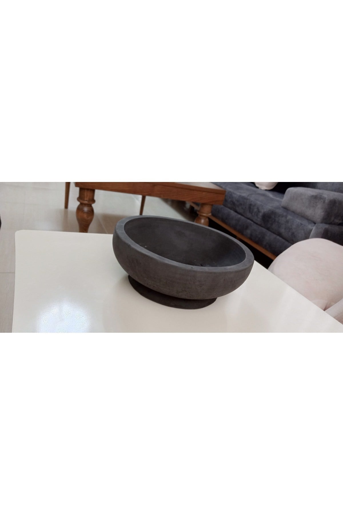 Beton Bonsai Saksısı siyah çift taban