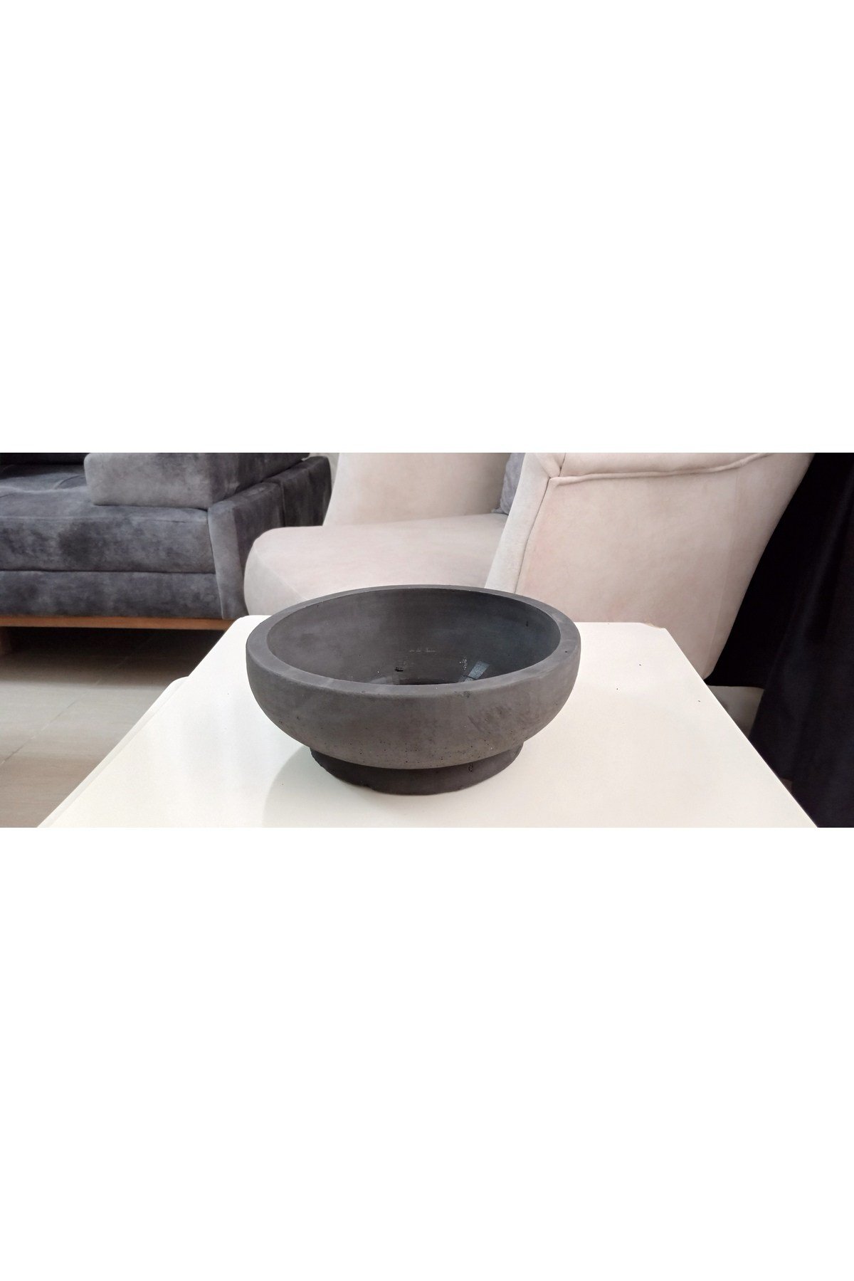 Beton Bonsai Saksısı siyah çift taban