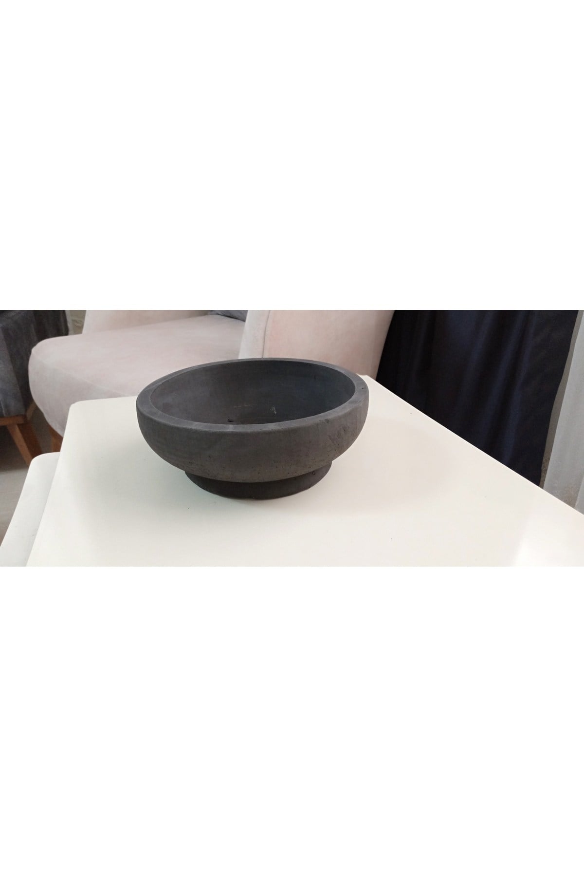 Beton Bonsai Saksısı siyah çift taban