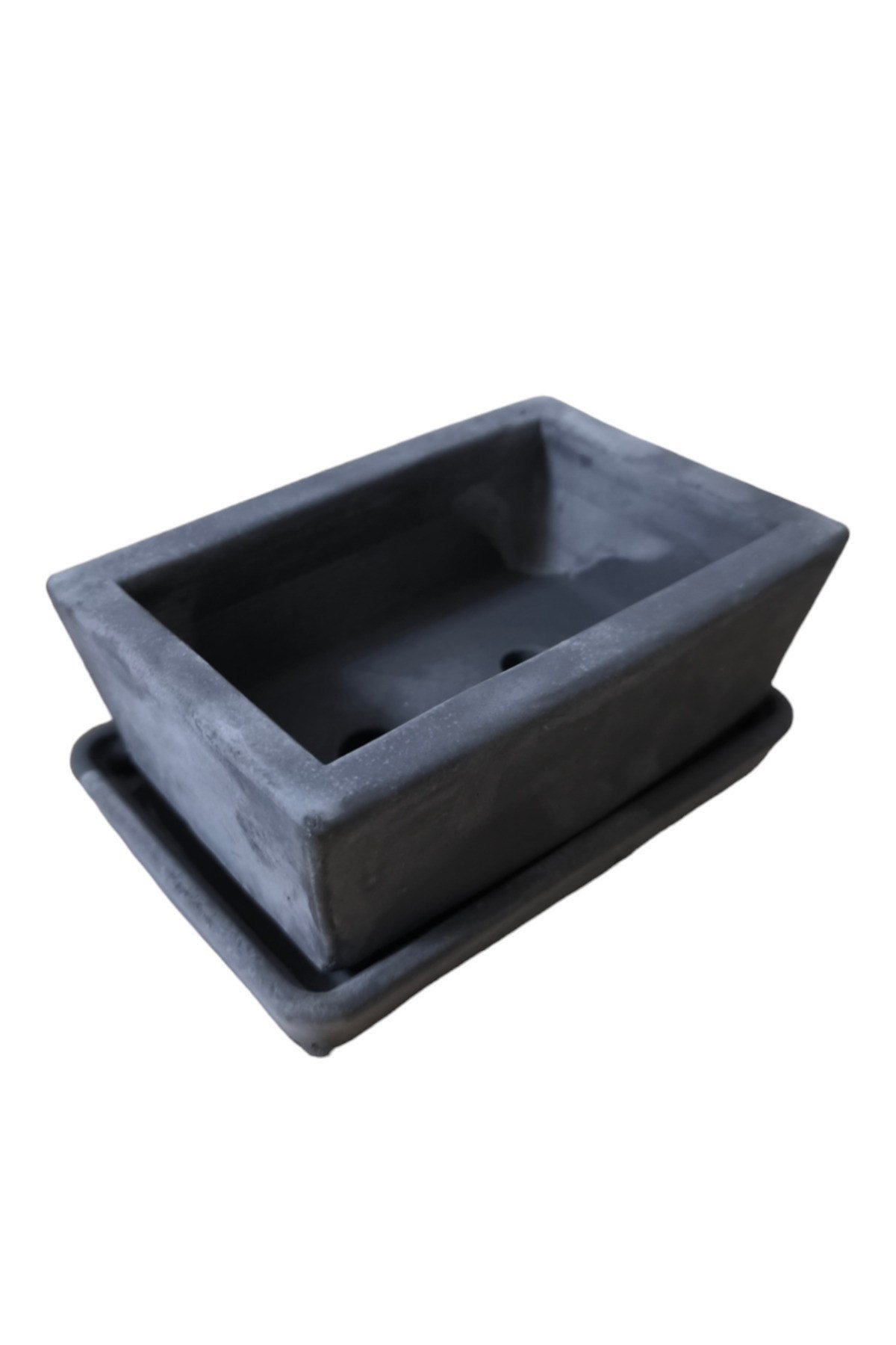 Beton Bonsai Saksısı su delikli ve tabaklı 10-15 cm