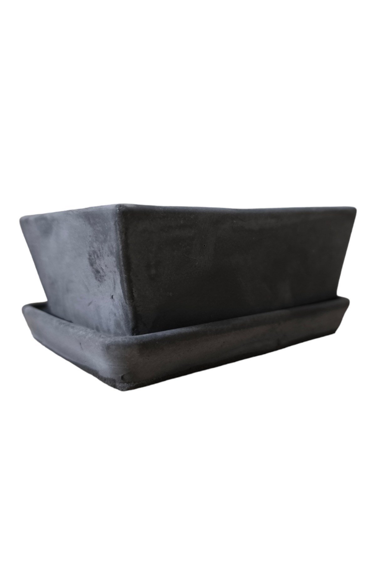 Beton Bonsai Saksısı su delikli ve tabaklı 10-15 cm