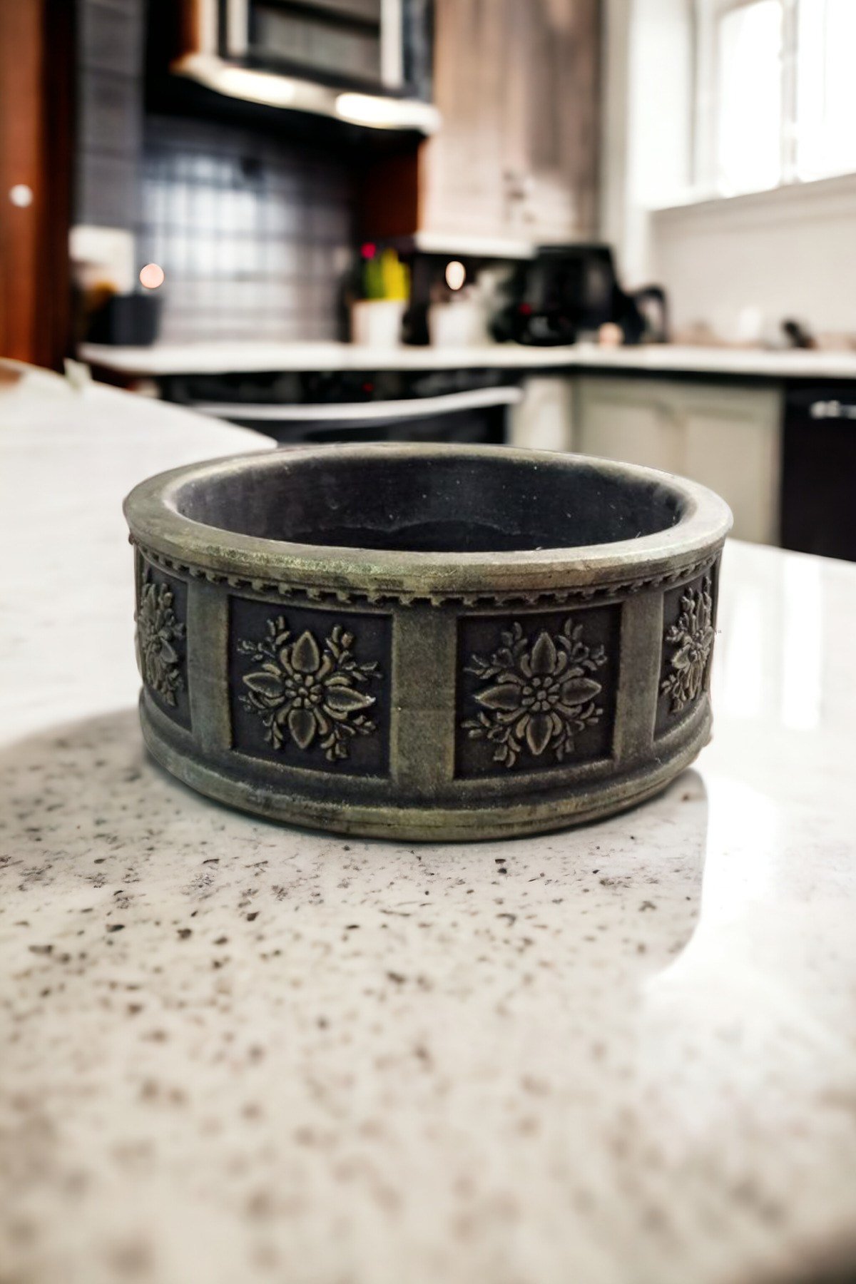 Çiçek Desenli Beton Bonsai ve aranjman Saksısı -+30 cksaaltcöes