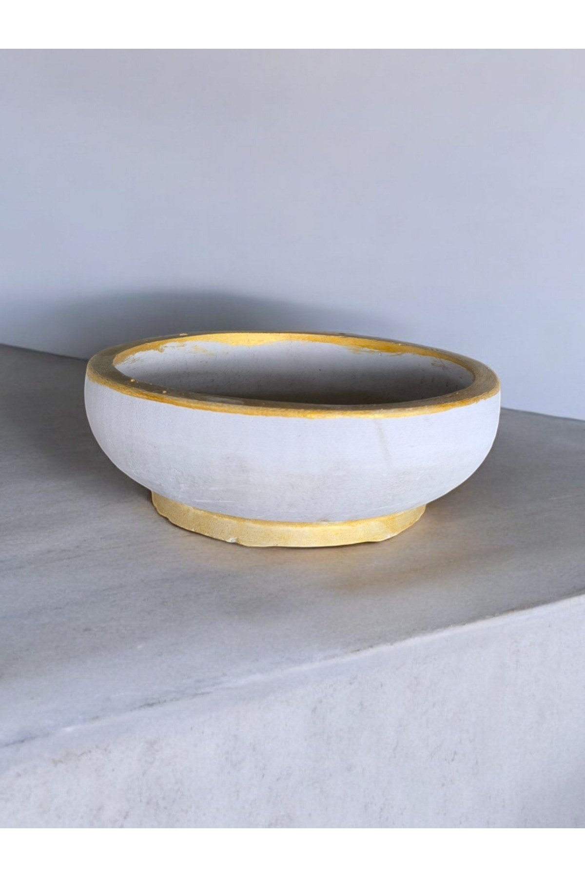 Çift taban Gold gri beton saksı