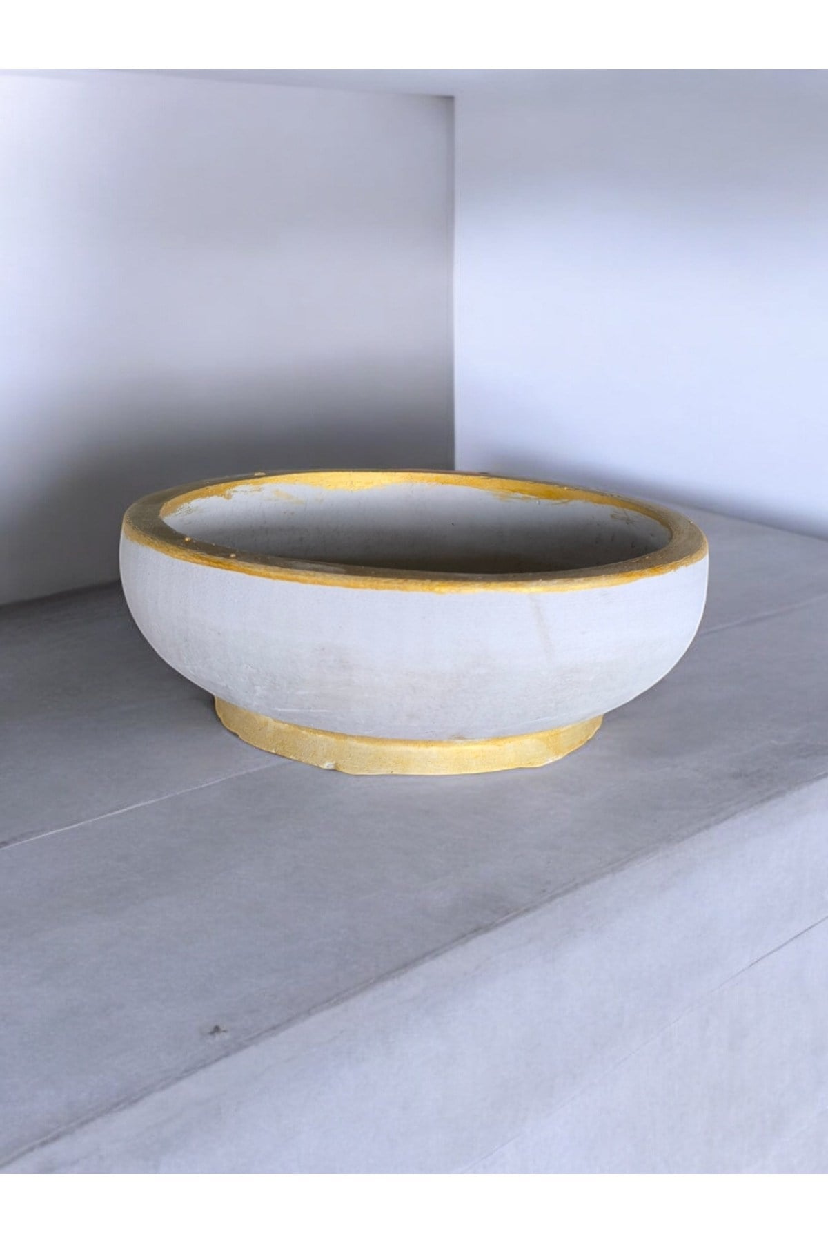 Çift taban Gold gri beton saksı