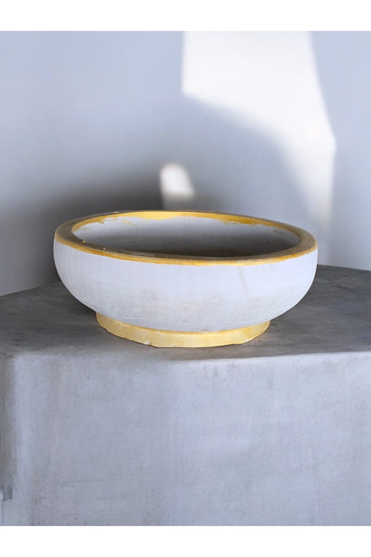 Çift taban Gold gri beton saksı