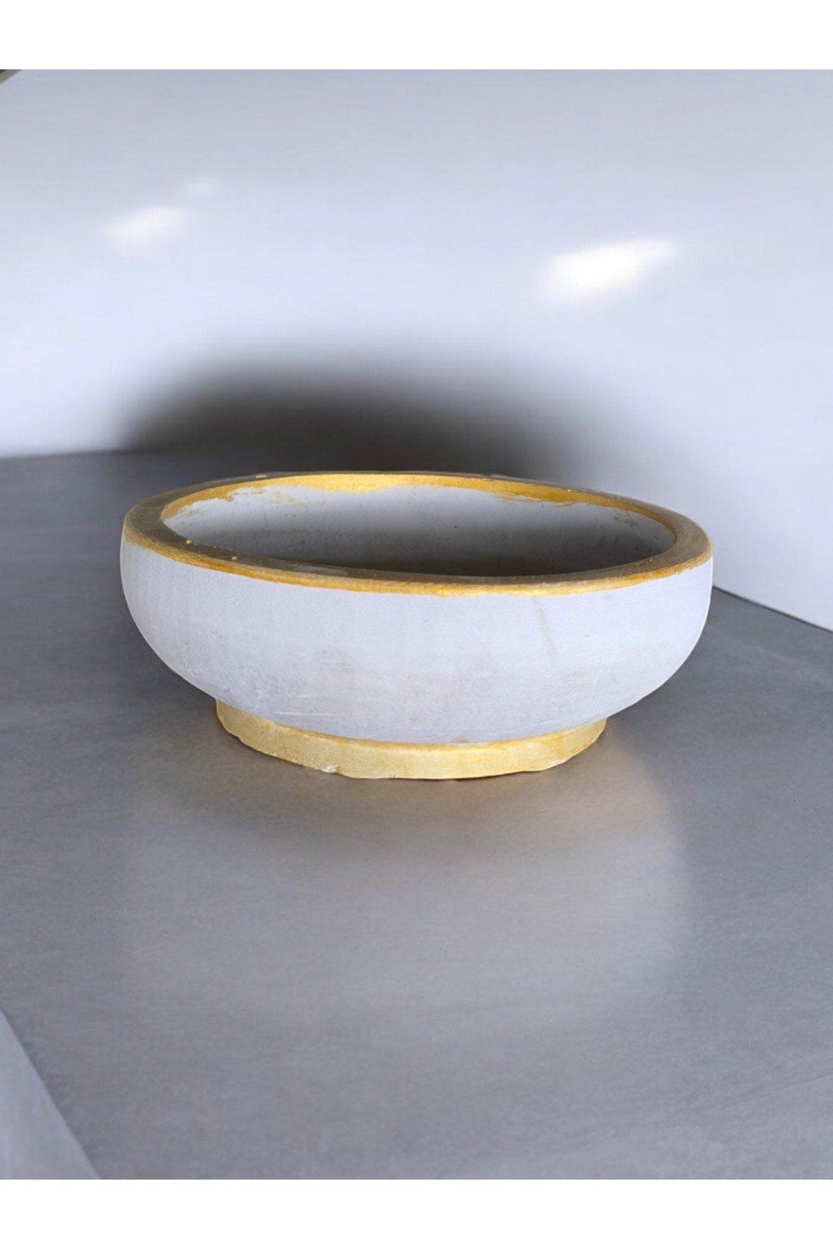 Çift taban Gold gri beton saksı