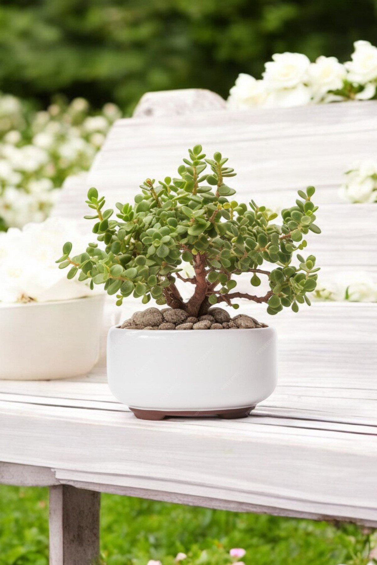 Dekoratif Saksıda Bonsai Yeşim Ağacı Fil Azığı 002