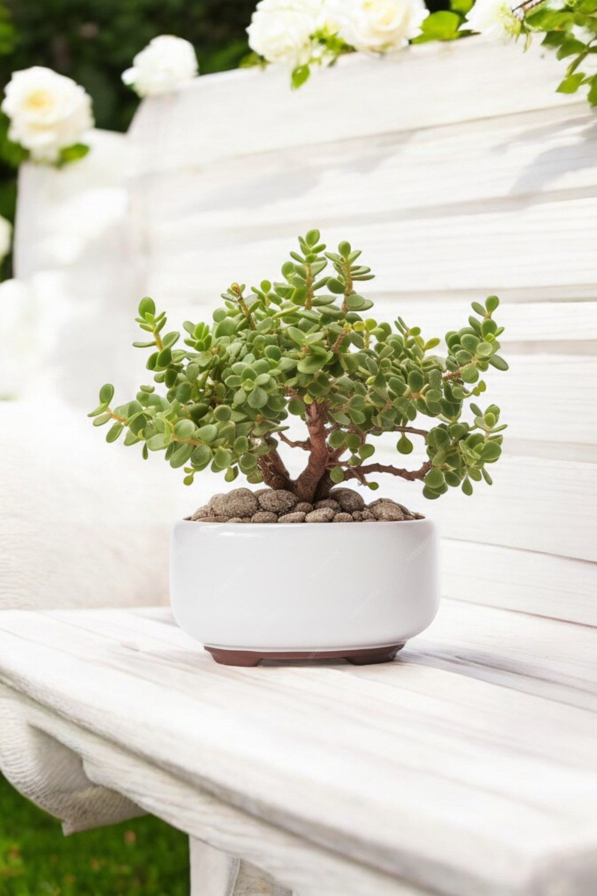 Dekoratif Saksıda Bonsai Yeşim Ağacı Fil Azığı 002
