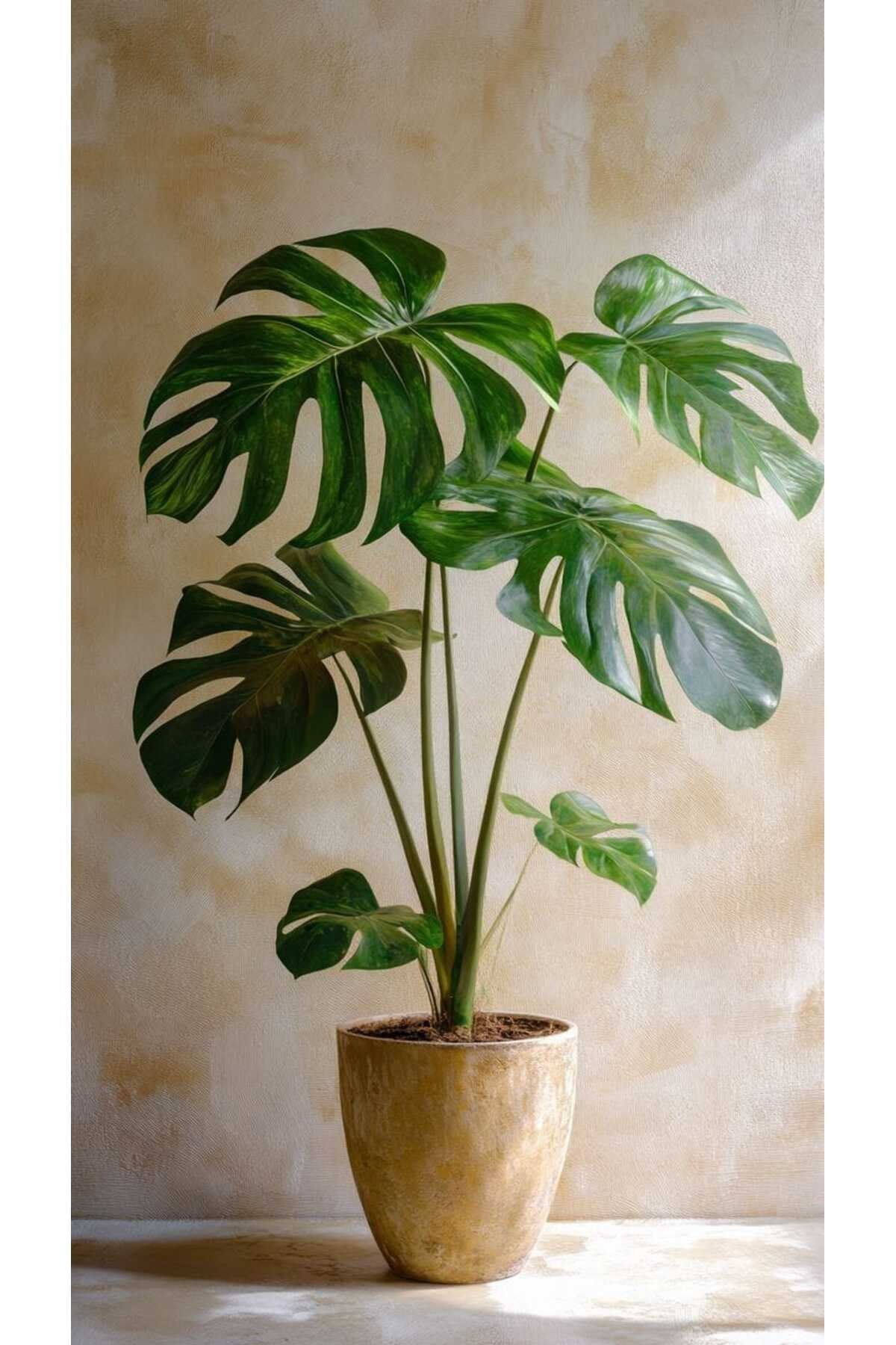 Dekoratif Saksıda Deve Tabanı Monstera Bitkisi