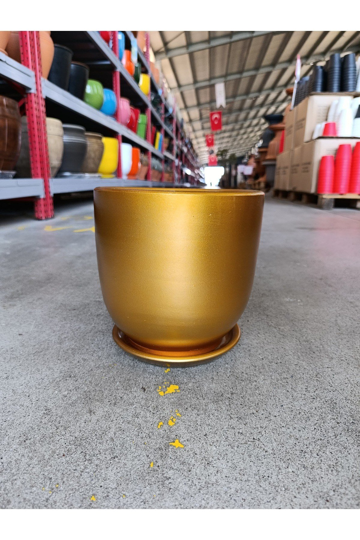 Dekoratif Tabak Gold Taş Saksı