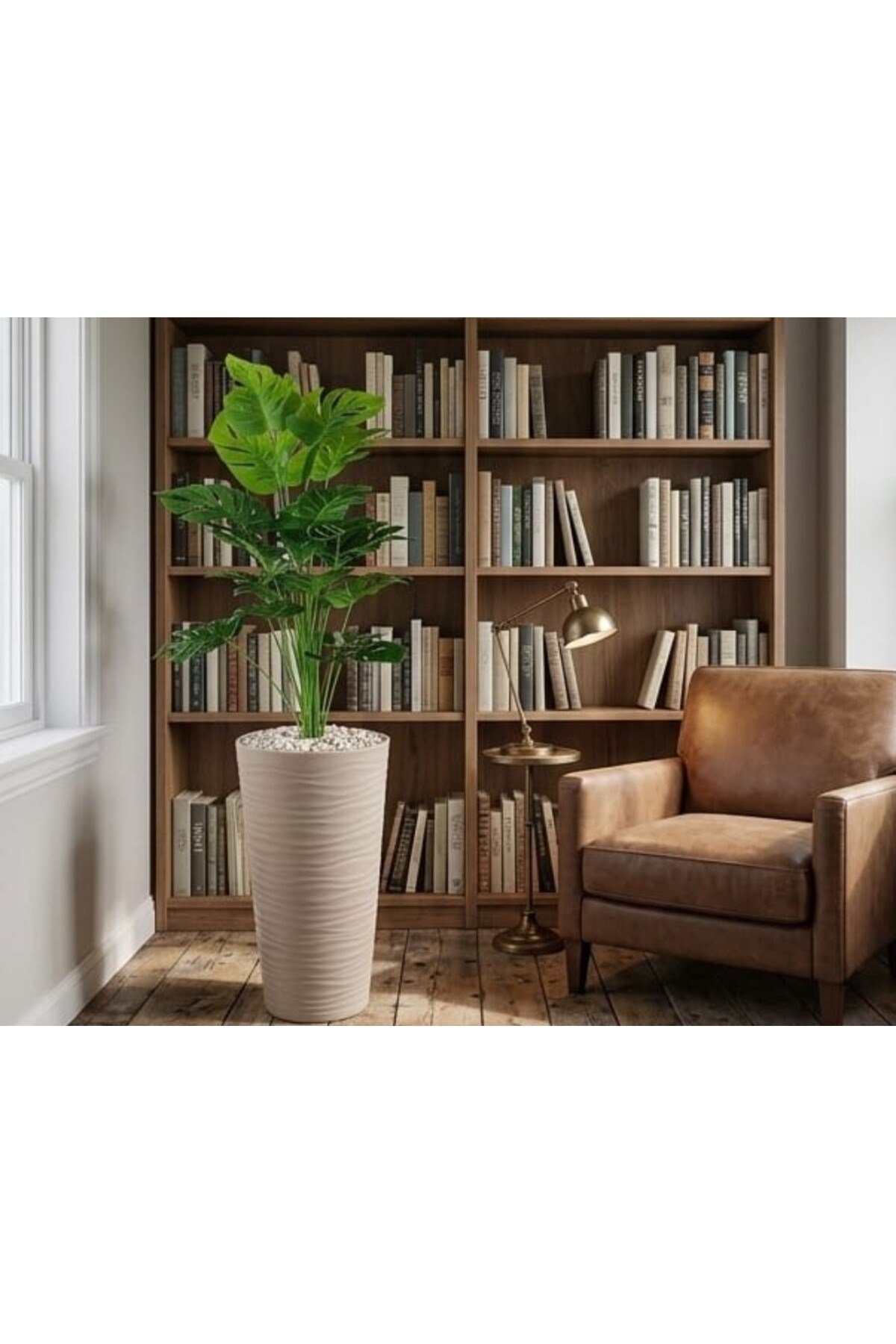 Dev Boy 160 cm Yapay Deve Tabanı Canlı Görünümlü Monstera - Premium Dokulu Büyük Lüx Dekoratif Ağaç