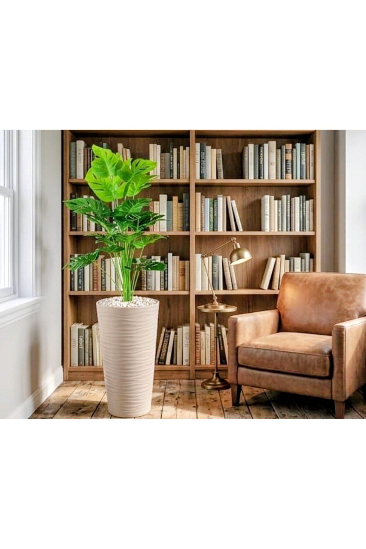 Dev Boy 160 cm Yapay Deve Tabanı Canlı Görünümlü Monstera - Premium Dokulu Büyük Lüx Dekoratif Ağaç