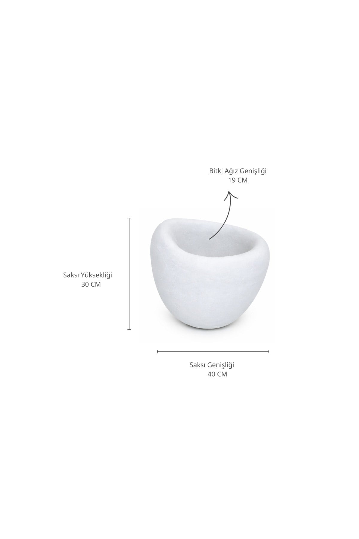 Fiber Beton Görünümlü Dokulu Dekoratif Avize Saksı – 30 cm | Modern Tasarım Yapay & Canlı Bitki Uyum